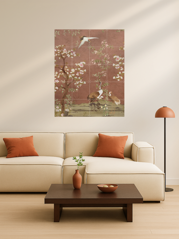 Chinoiserie Birds And Blossom Trees Terracotta, by Bloomery Decor - IXXI 5