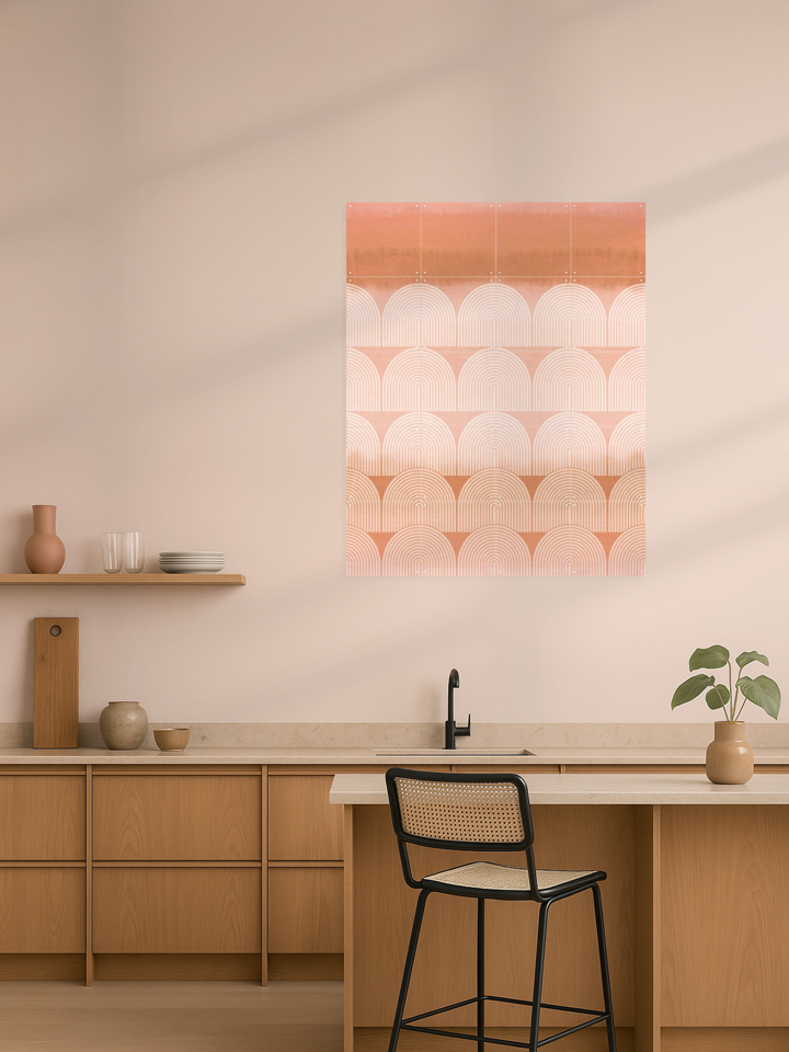 Mid Century Retro Arches Terracotta Sunset