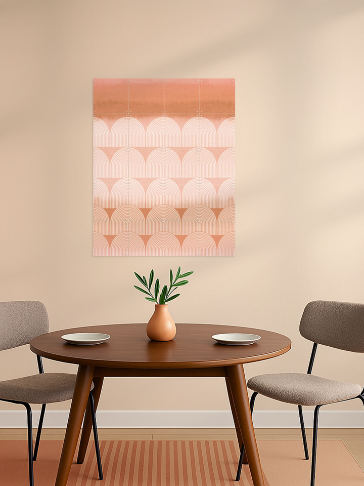 Mid Century Retro Arches Terracotta Sunset